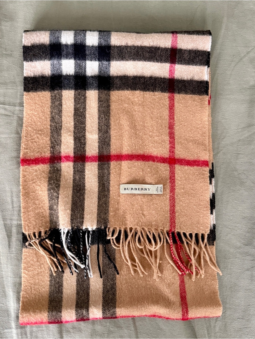Burberry Beige Plaid Cashmere Scarf - Picture 3 of 6
